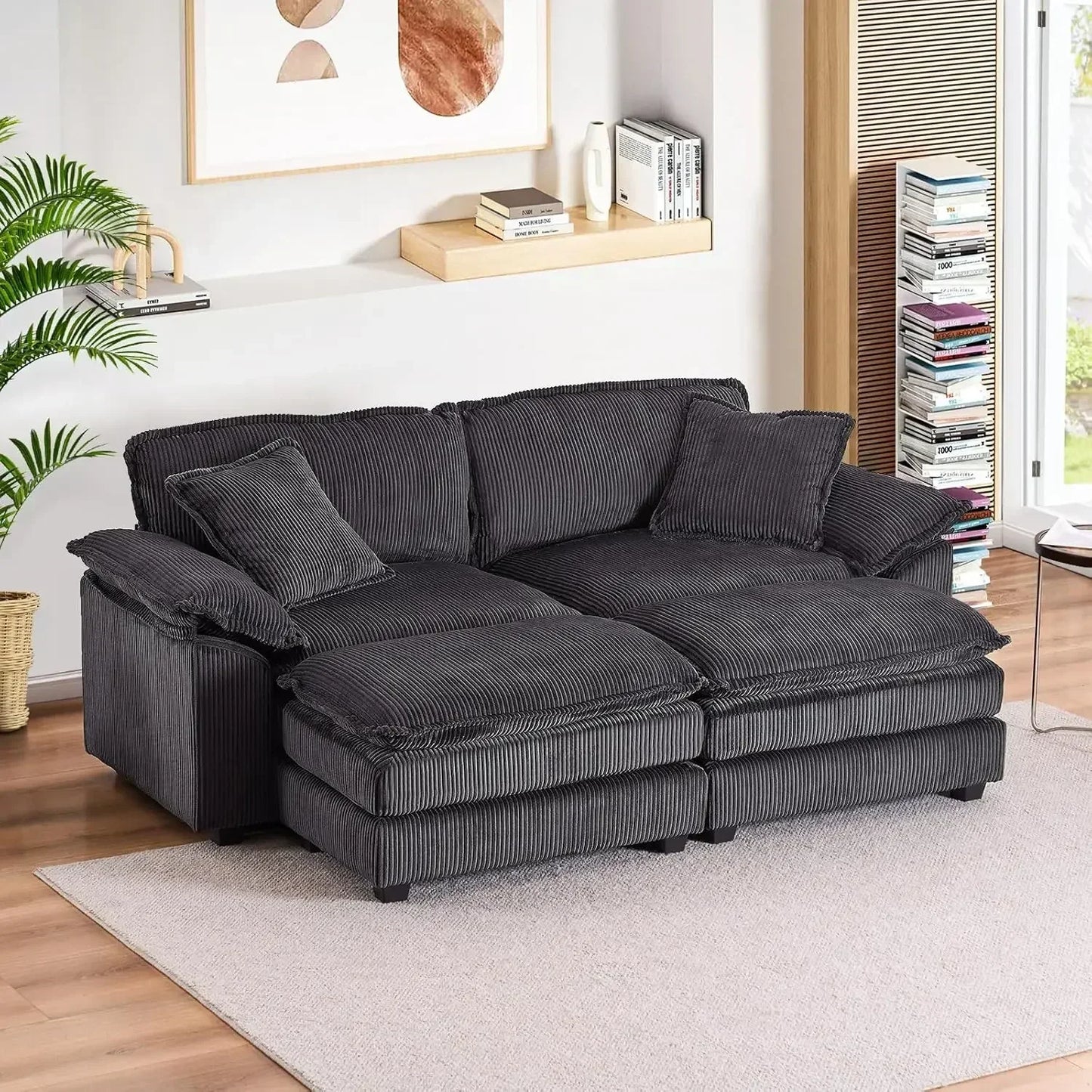 Modern Upholstered Corduroy Sectional Sofa