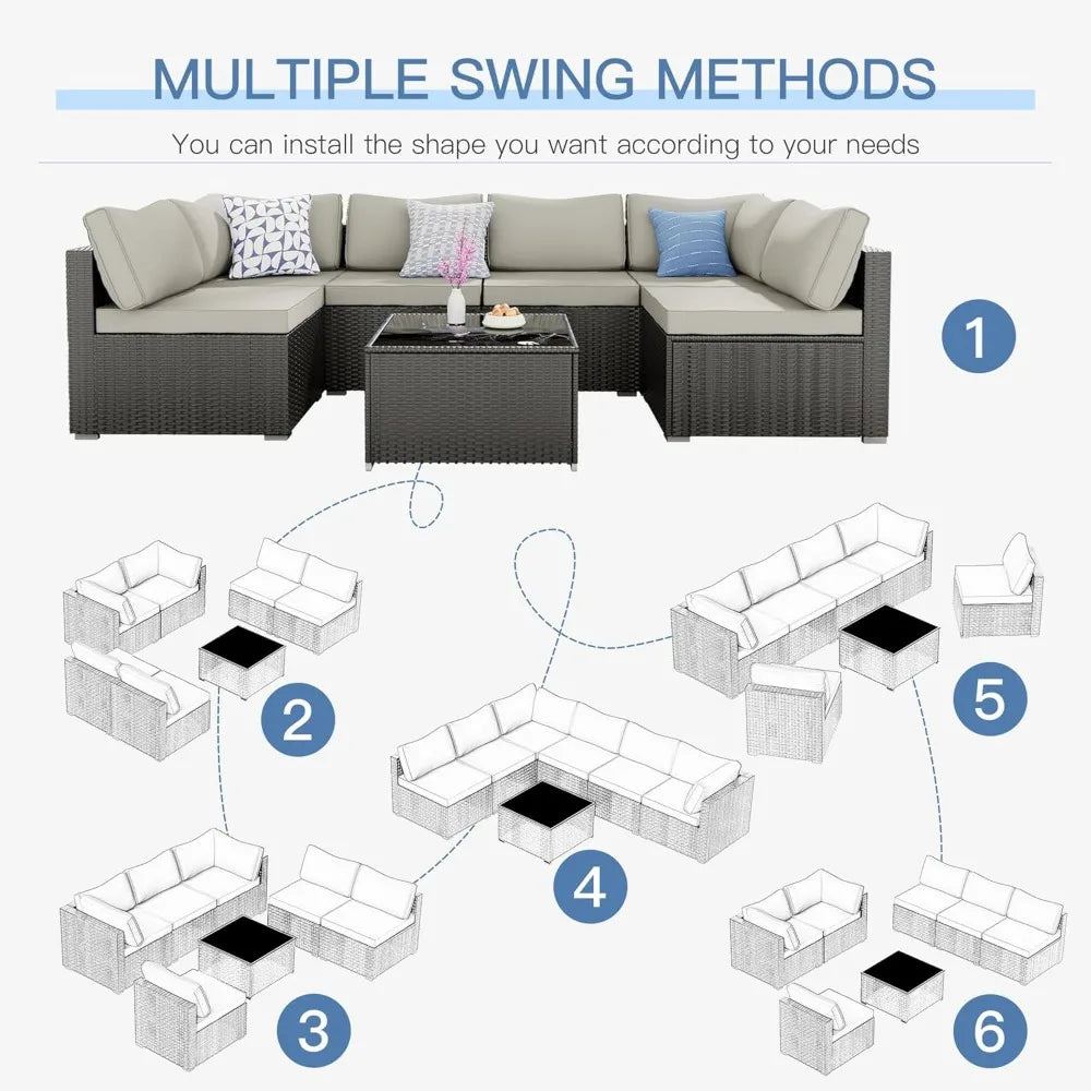 Outdoor Sectional Wicker Rattan Furniture Set