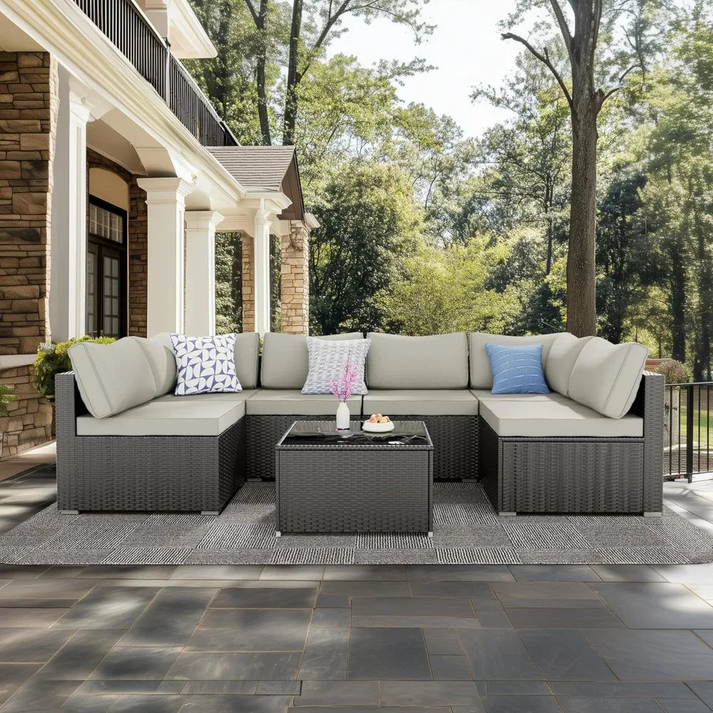 Outdoor Sectional Wicker Rattan Furniture Set