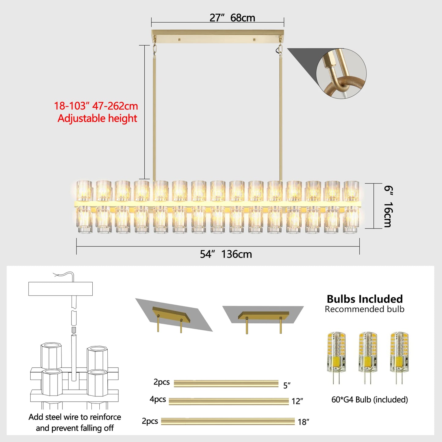 Modern Gold Crystal Chandelier