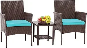 Wicker Bistro Rattan Chair Set