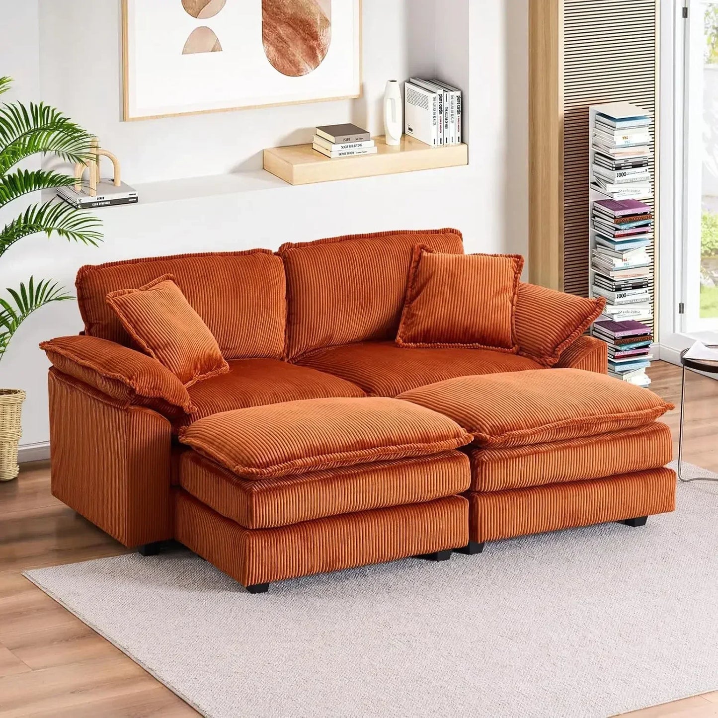 Modern Upholstered Corduroy Sectional Sofa