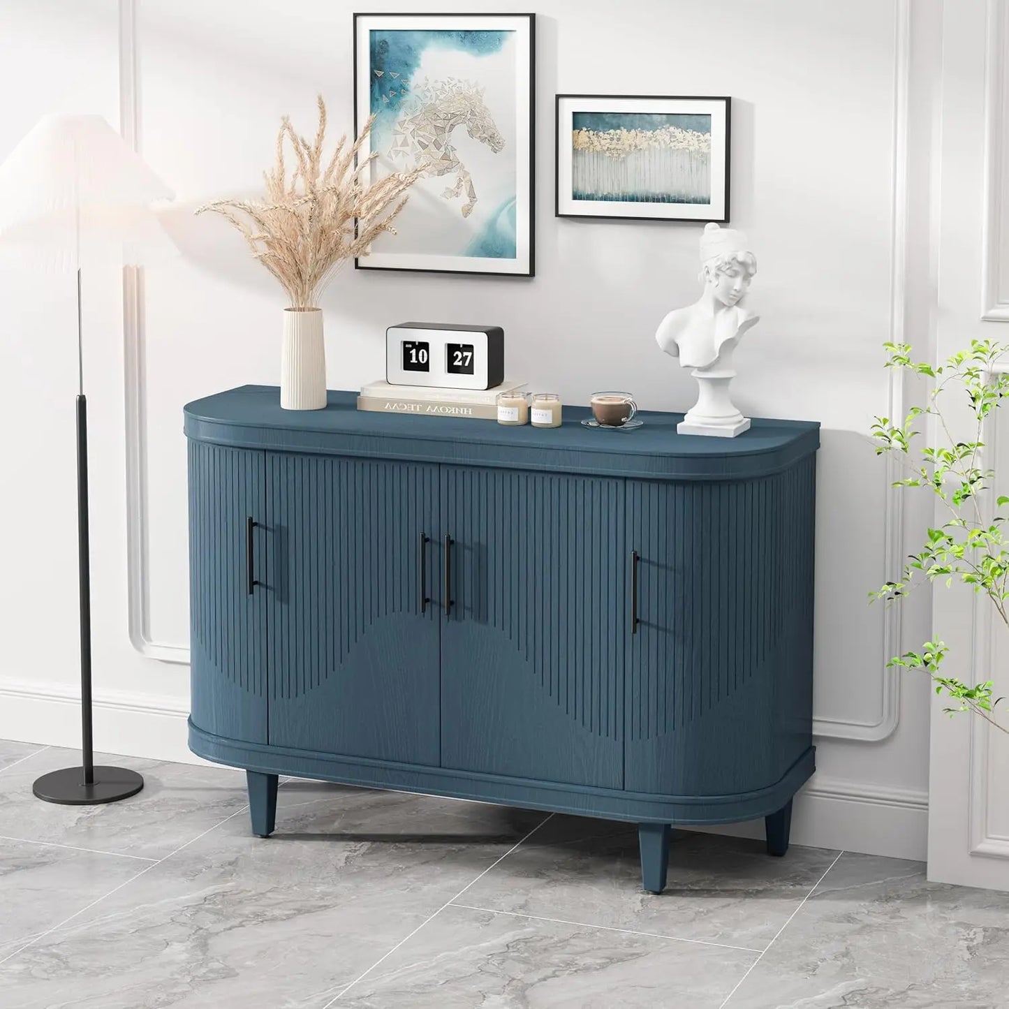 Modern Curved Sideboard Buffet Cabinet