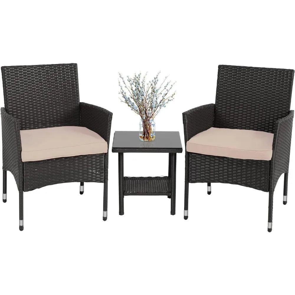 Wicker Bistro Rattan Chair Set