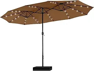 Rectangular Cantilever Patio Umbrella with LED Solar Lights