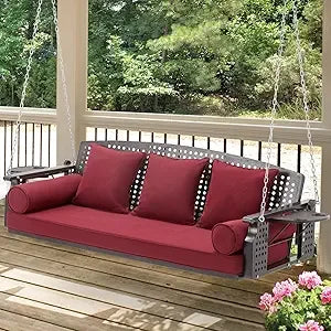 Porch Swing with Cup Holders and Cushions