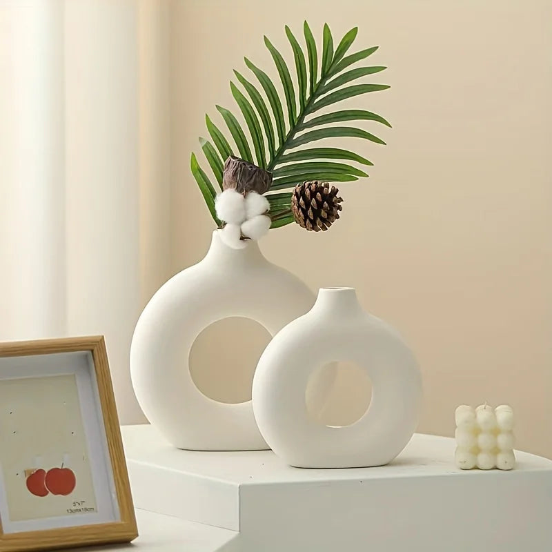 Minimalist Nordic Boho Ceramic Vase, Set of 2