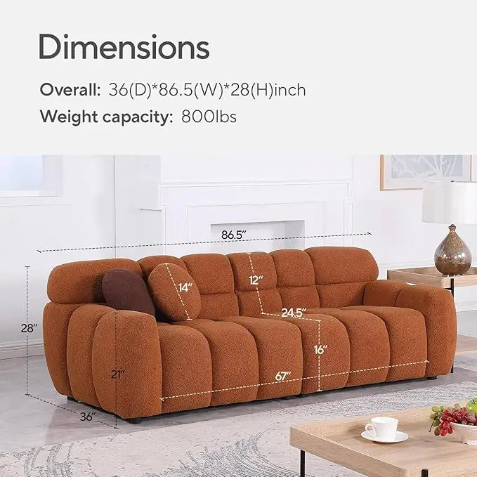 Boucle Couch with Pillow