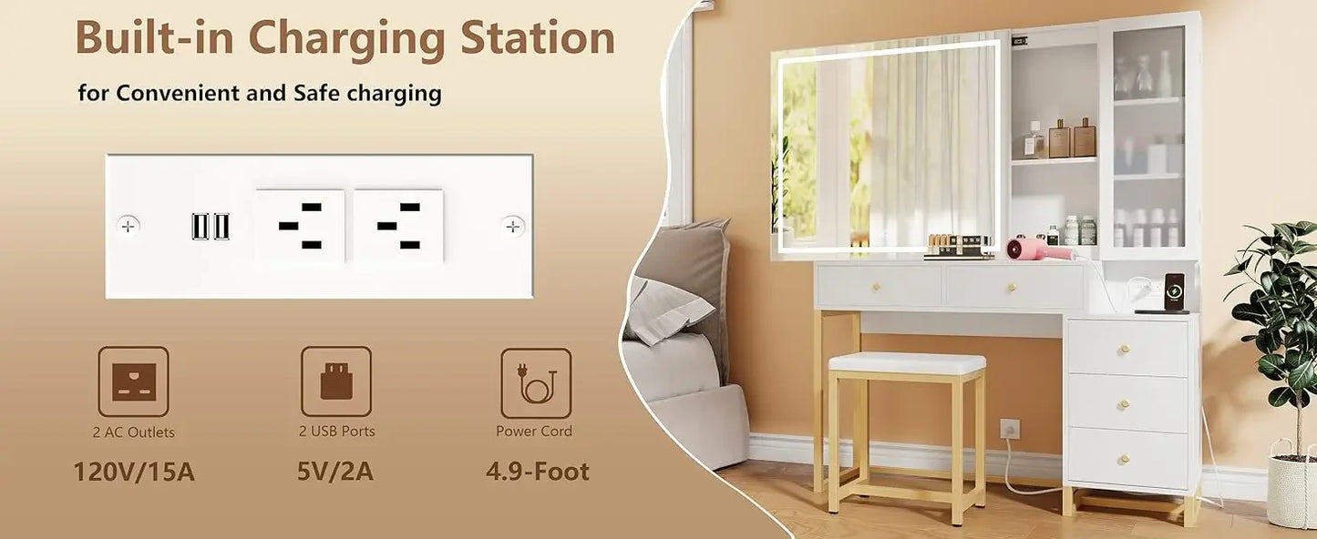 Modern Vanity Set with HD Mirror