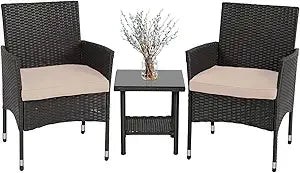 Wicker Bistro Rattan Chair Set