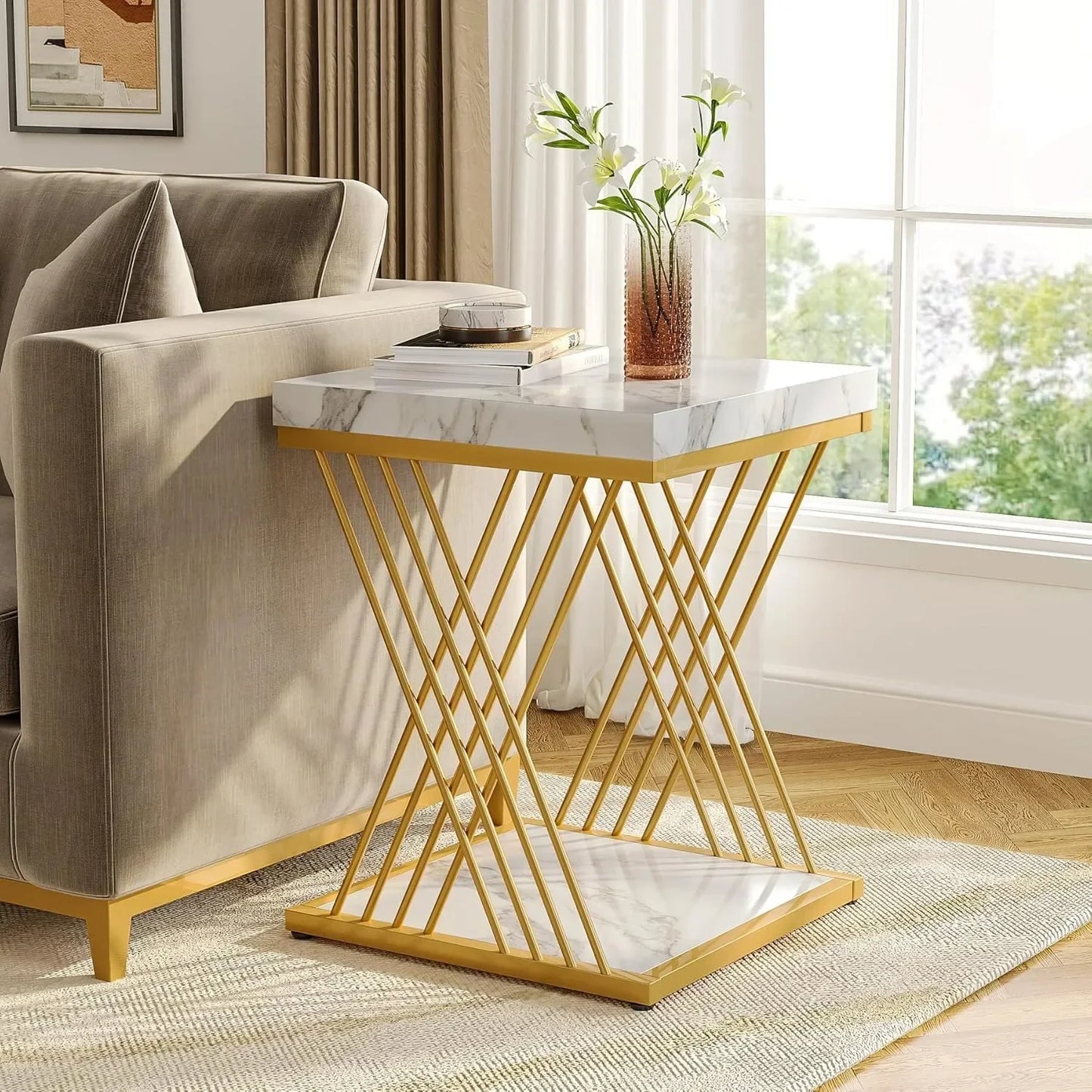 Modern Marble Square End Table