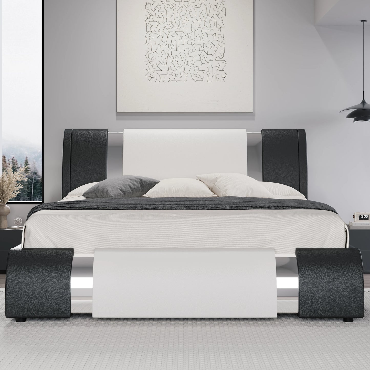Modern Faux Leather Bed Frame