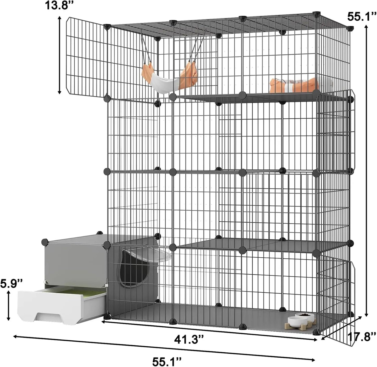 Cat Cage with Litter Box