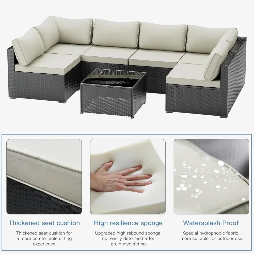 Outdoor Sectional Wicker Rattan Furniture Set