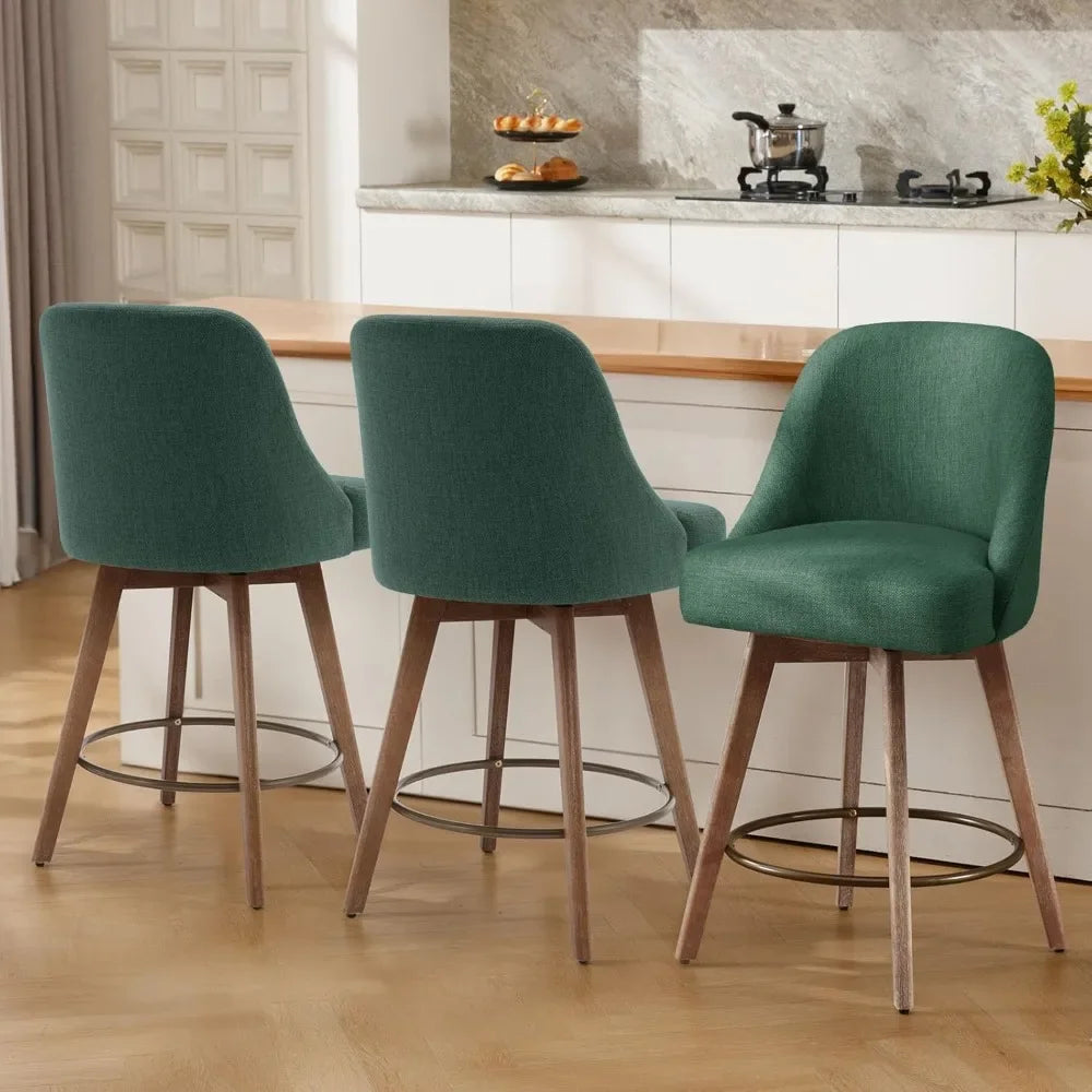 Kitchen Island Leather or Linen Swivel Bar Stools Set