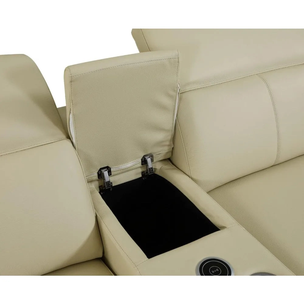 Modern Morocco Italian Leather Sectional Sofa with 3-Power Recliners