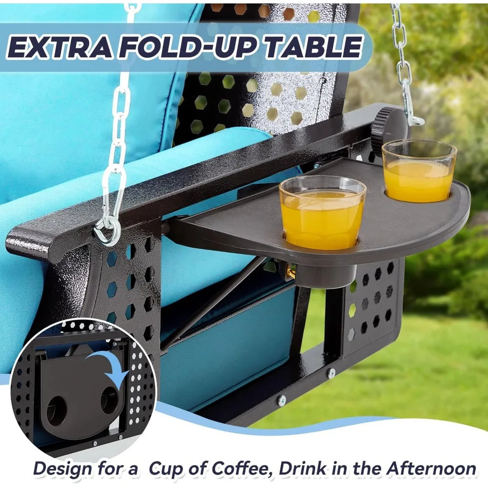 Porch Swing with Cup Holders and Cushions