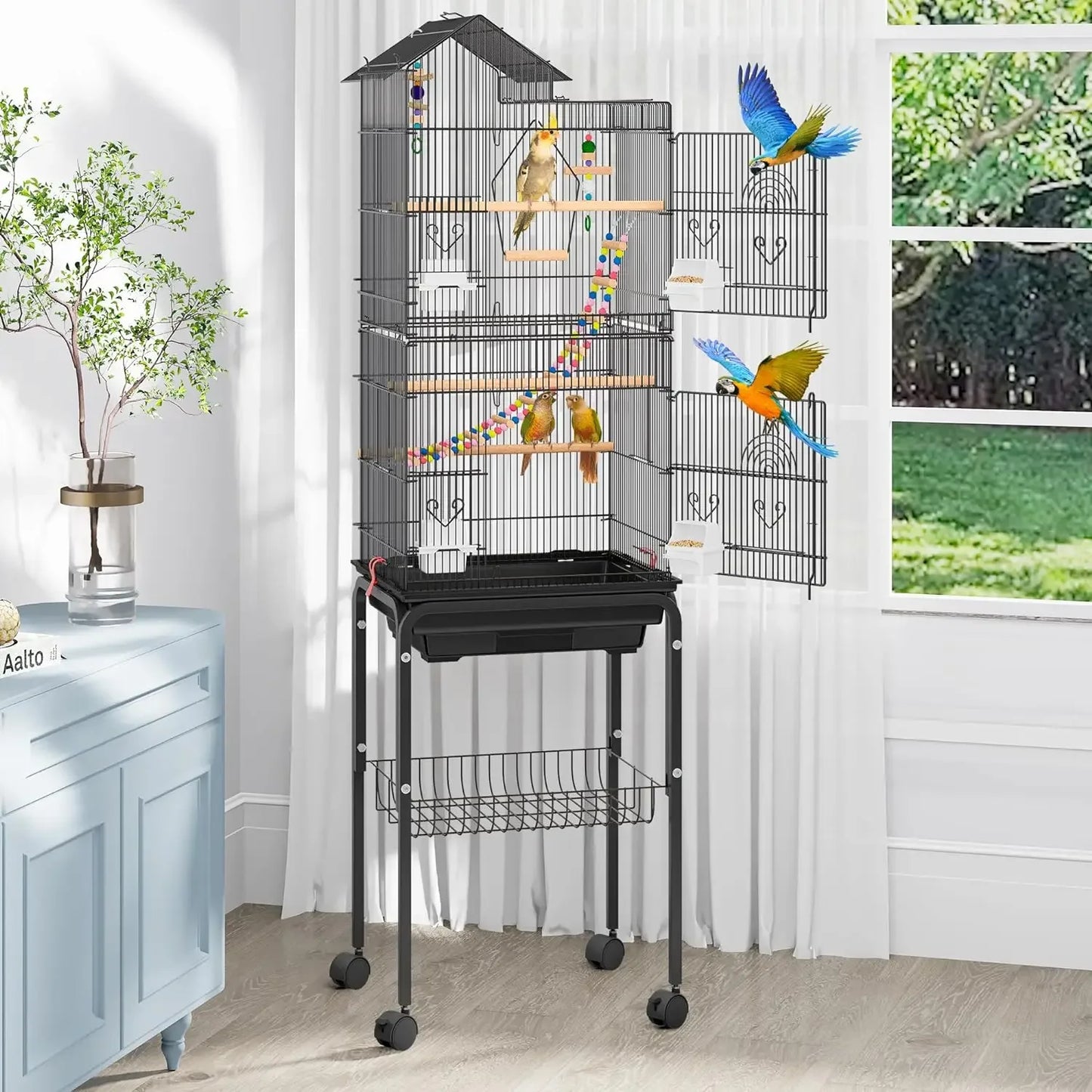 Metal Bird Cage with Toys