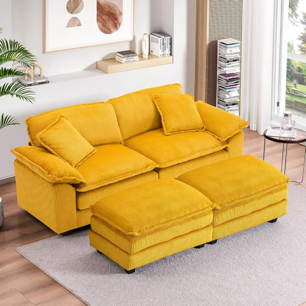 Modern Upholstered Corduroy Sectional Sofa