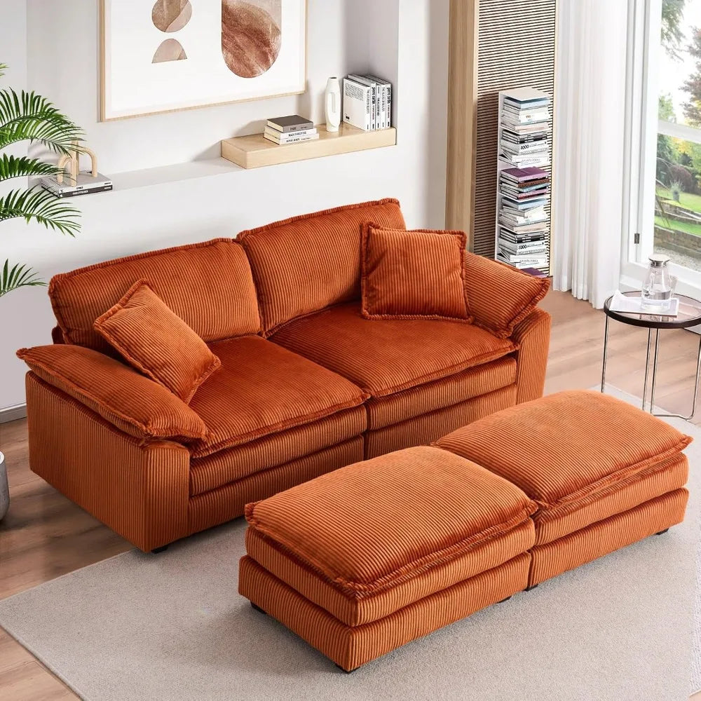 Modern Upholstered Corduroy Sectional Sofa