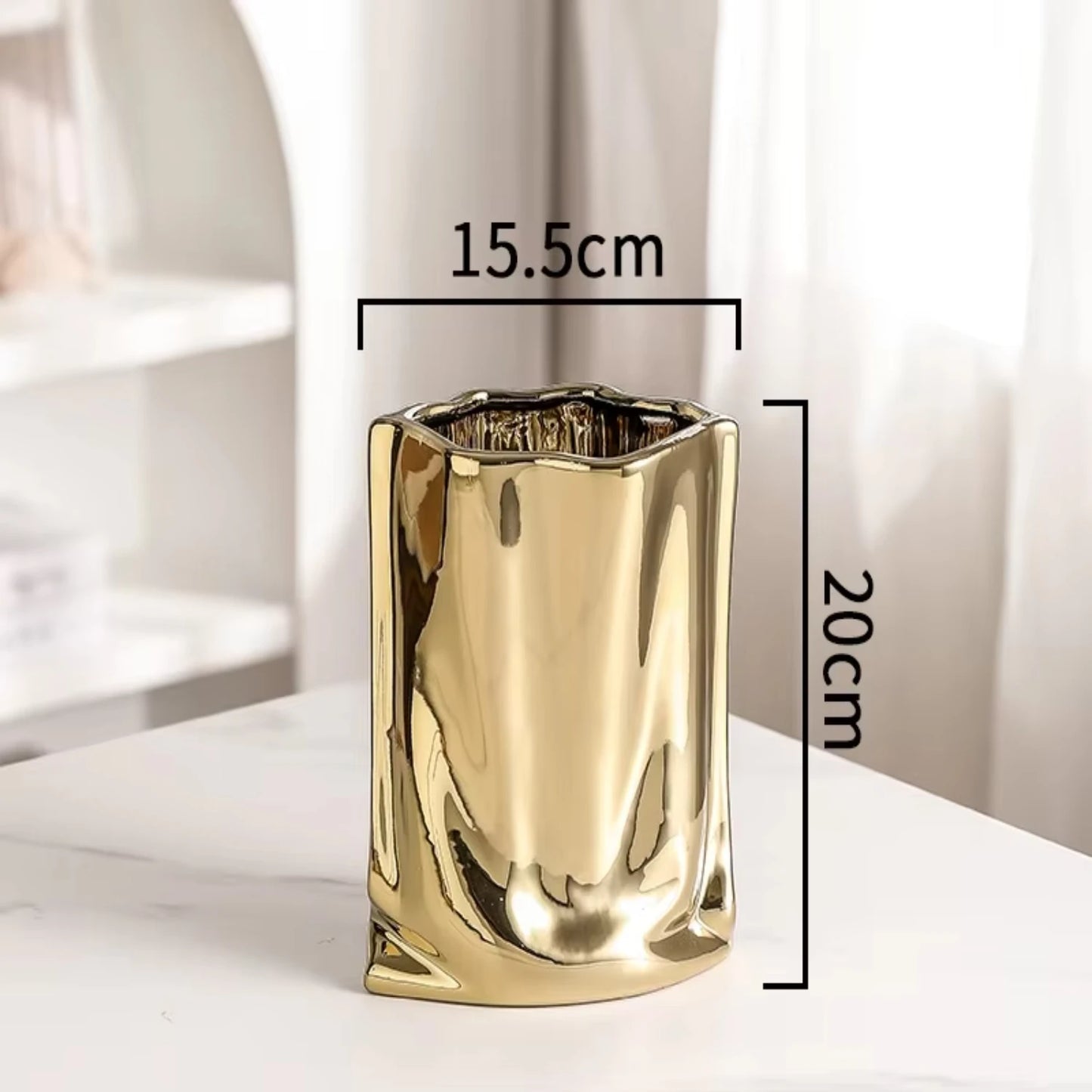 Silver and Gold-Plated Ceramic Vase
