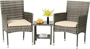 Wicker Bistro Rattan Chair Set