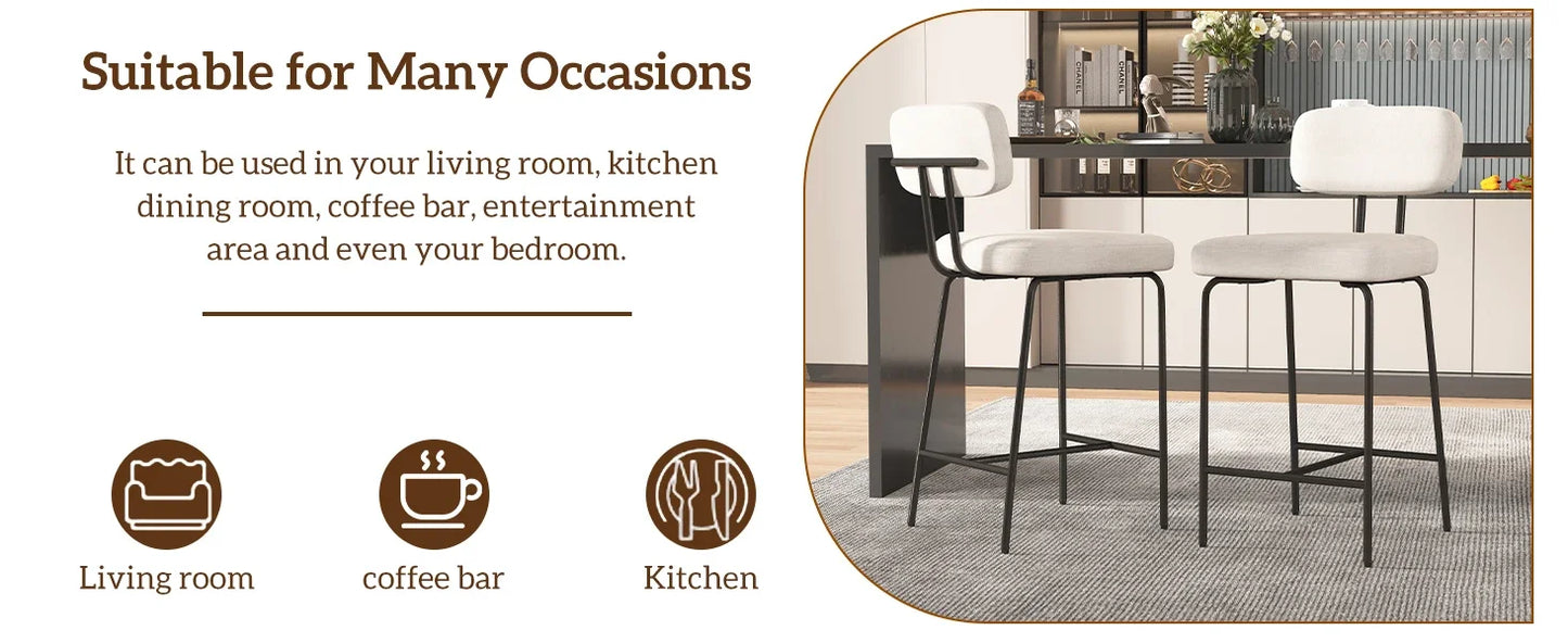 Modern Retro Soft Linen Fabric Bar Stools Set