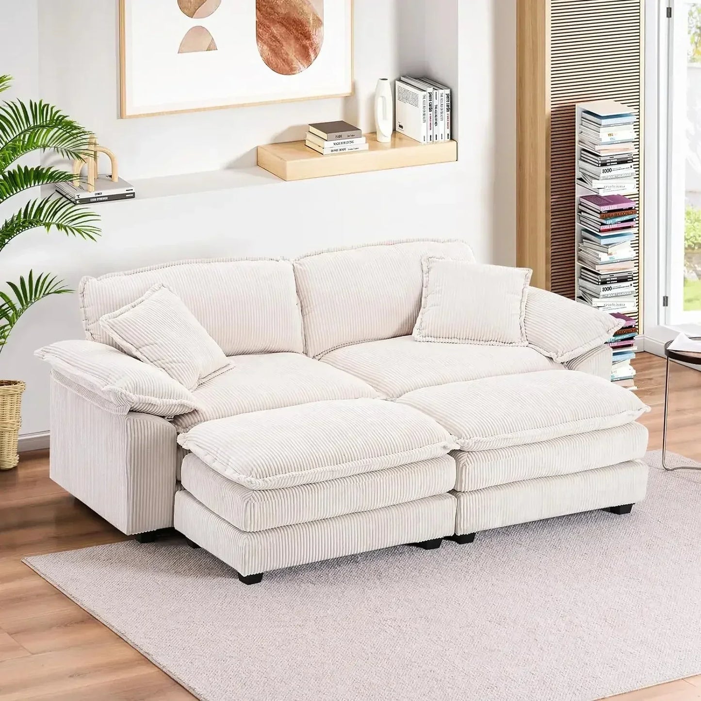 Modern Upholstered Corduroy Sectional Sofa