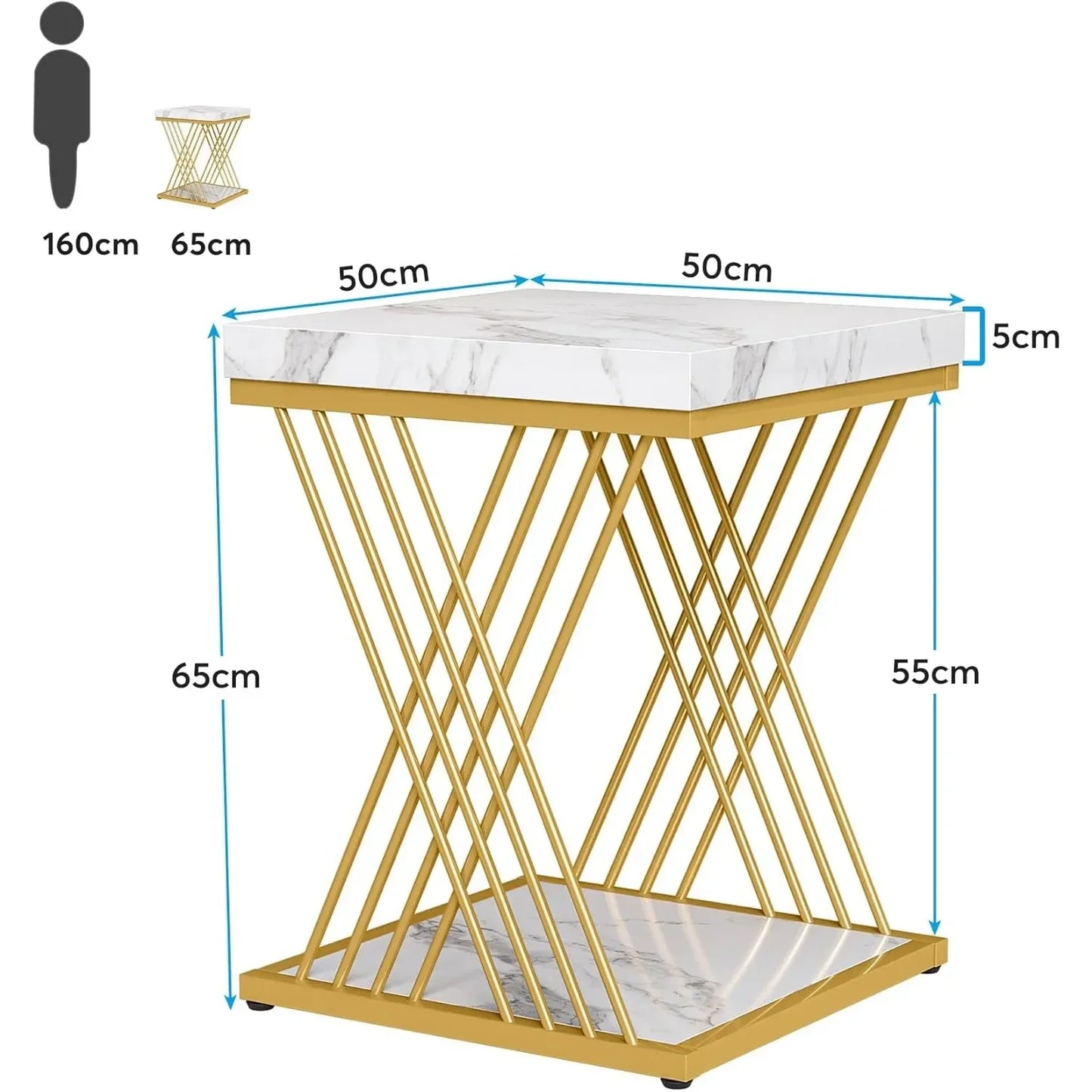 Modern Marble Square End Table