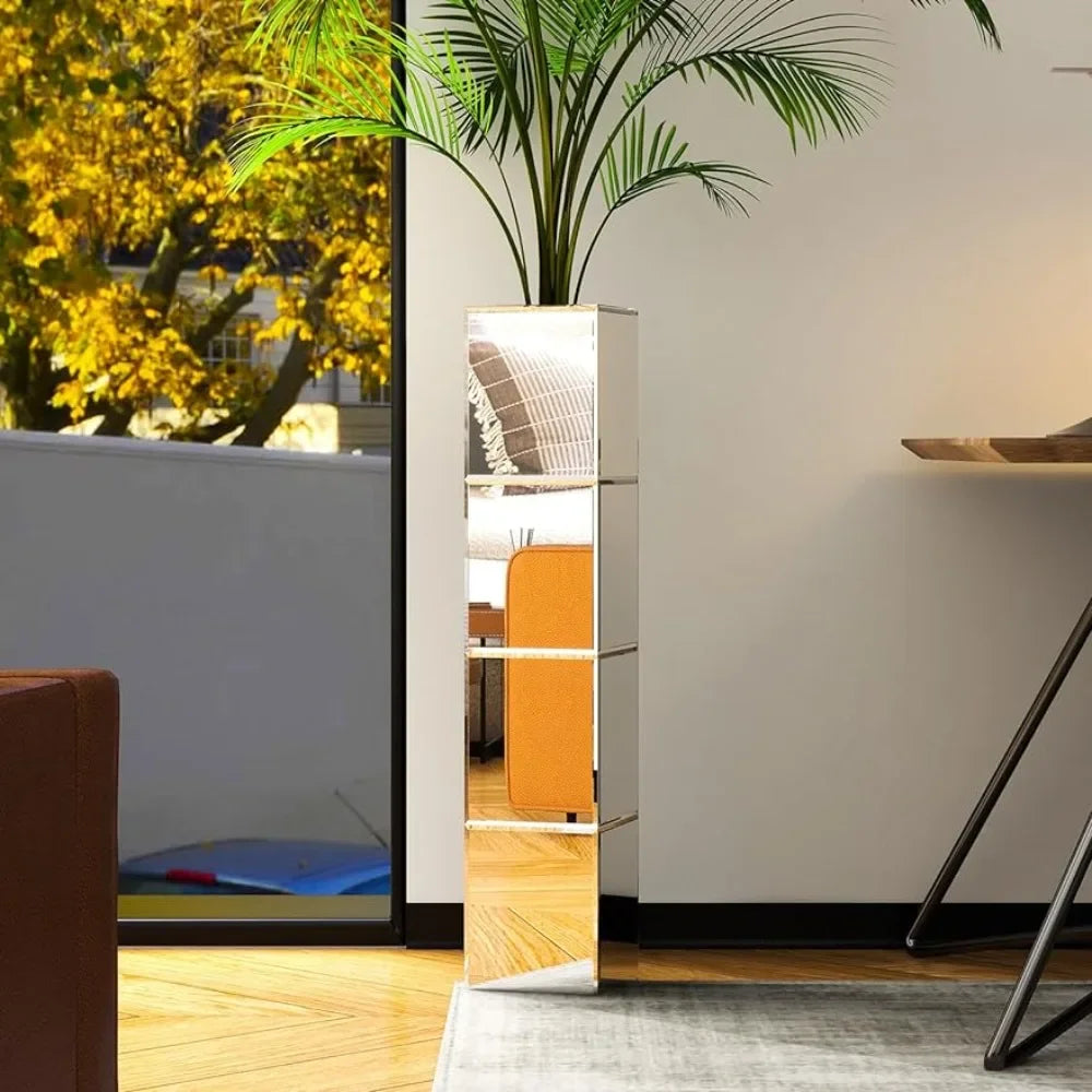 27" Silver Glass Mirrored Vase