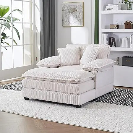 Modern Corduroy Lounge Sleeper with Pillow