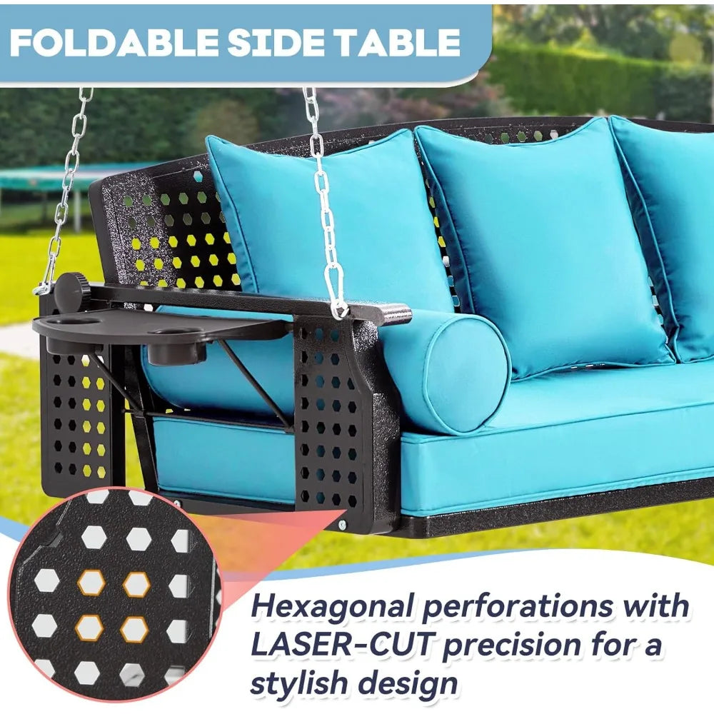 Porch Swing with Cup Holders and Cushions