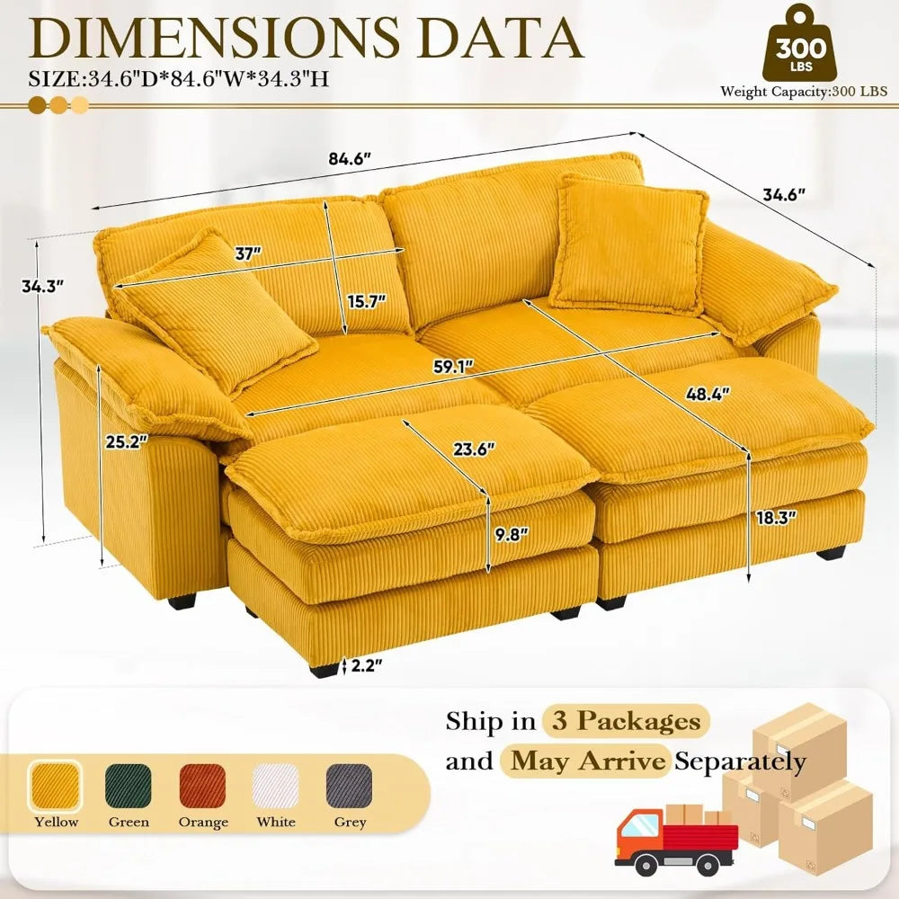 Modern Upholstered Corduroy Sectional Sofa
