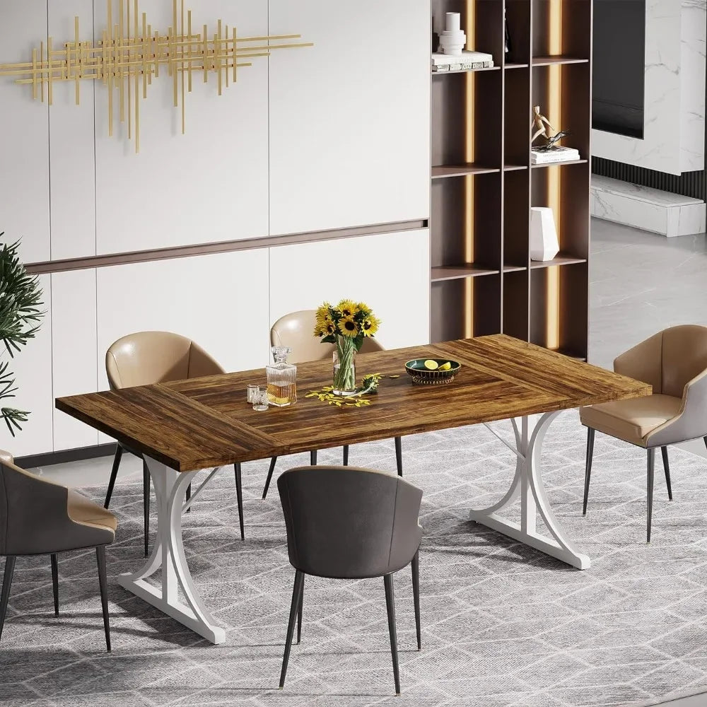 Industrial Rectangular Engineered Wood Dining Table