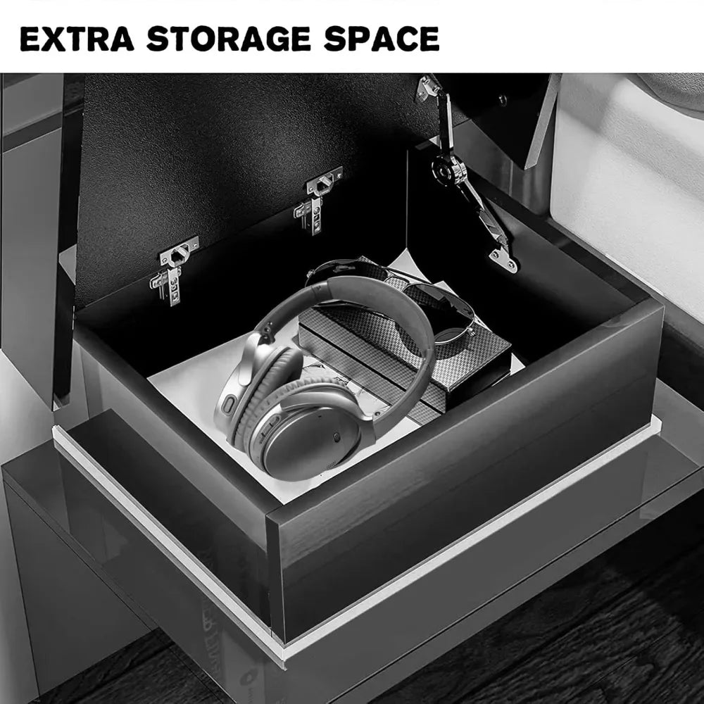 Modern High Gloss LED Nightstand Set