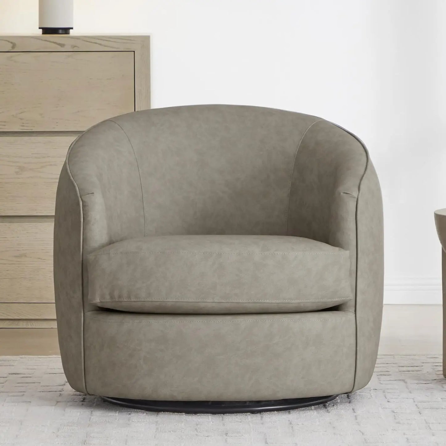 Modern Swivel Barrel Chair in Fabric or Leather