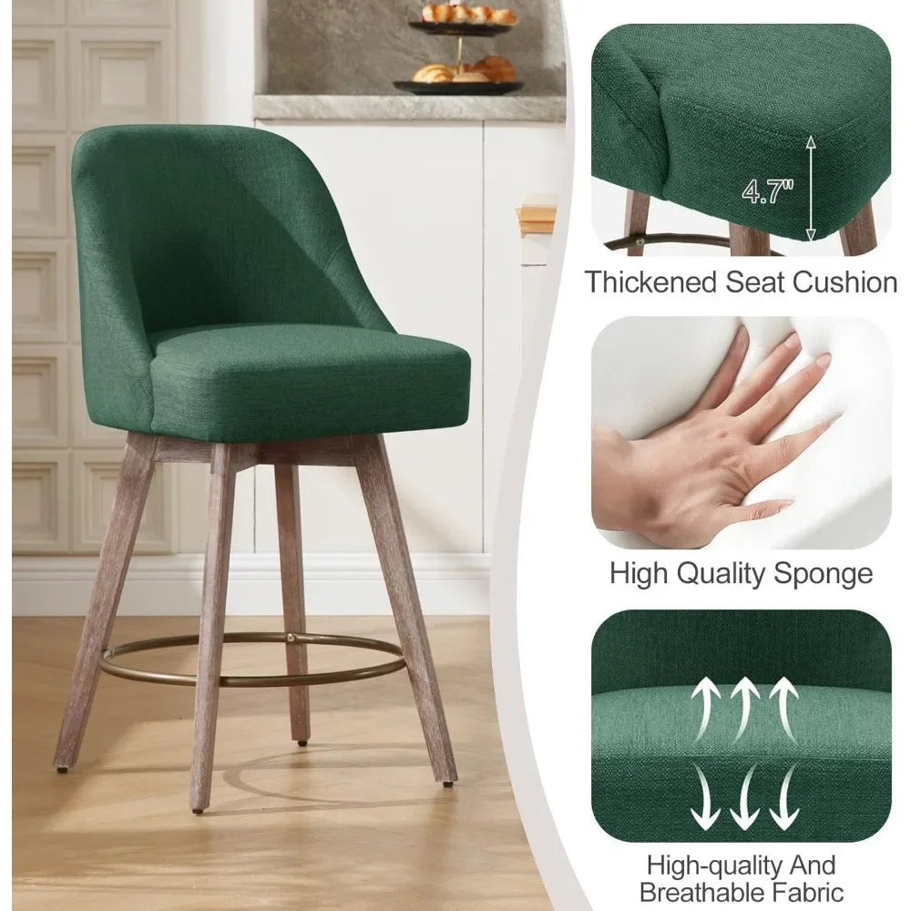 Kitchen Island Leather or Linen Swivel Bar Stools Set
