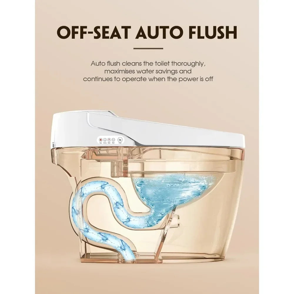 LOUPUSUO Smart Tankless Toilet with Bidet and Auto Built-In