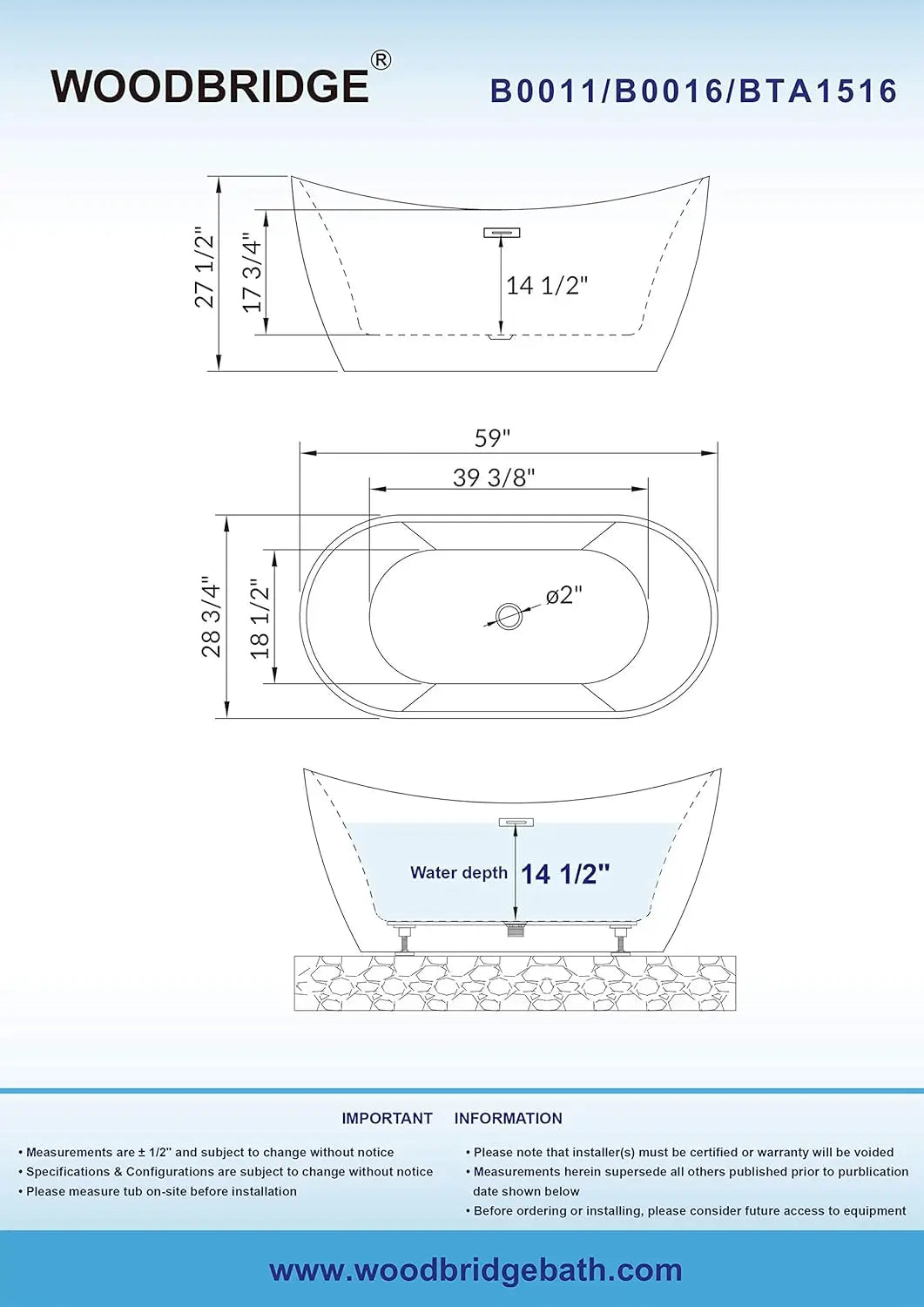 Woodbridge® Acrylic Curve Bathtub