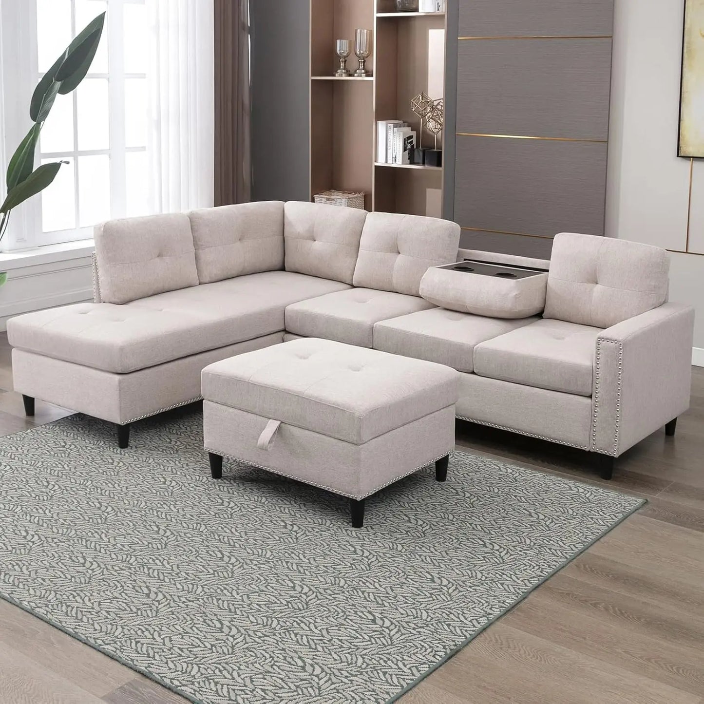 Convertible L- Shaped Modular Sectional Sofa