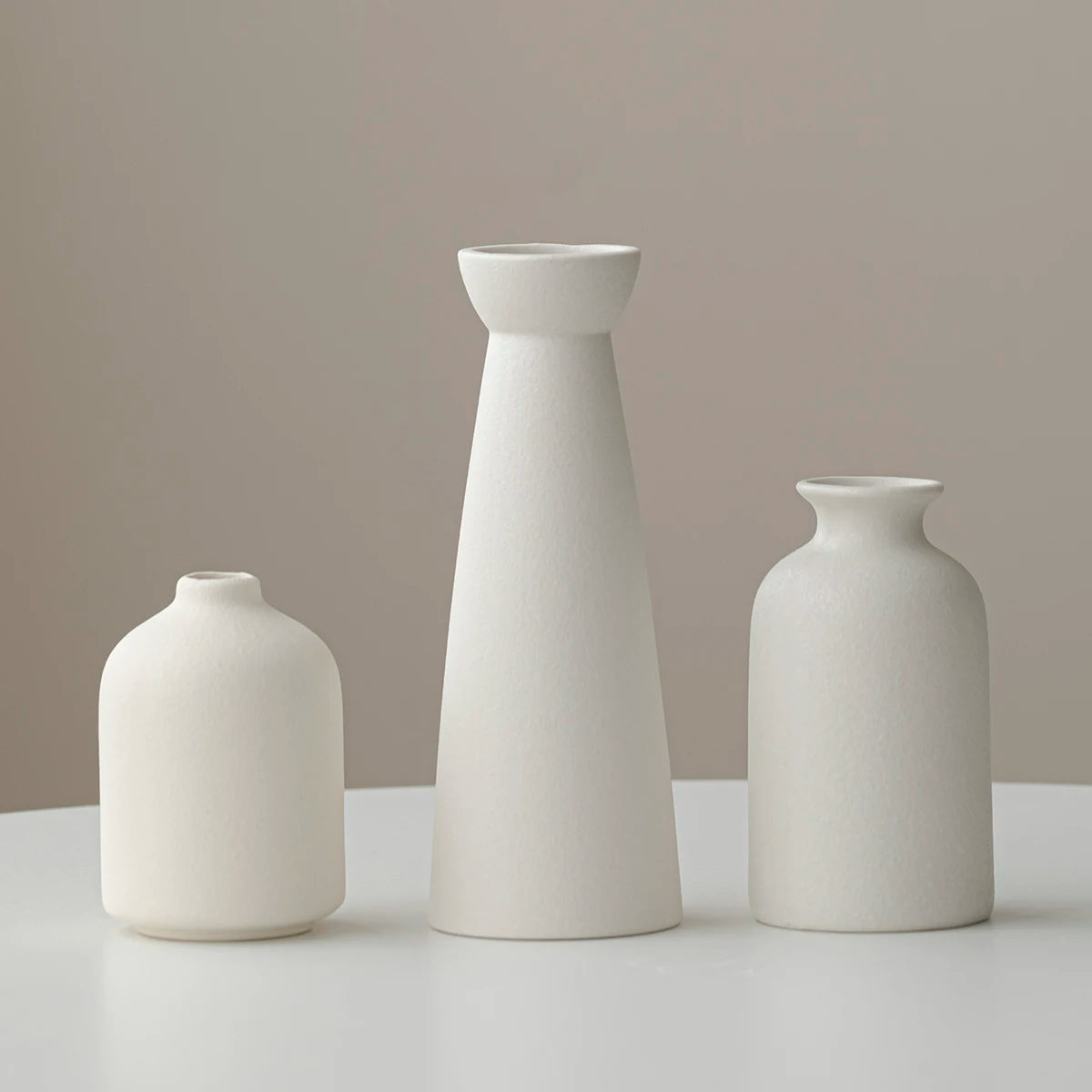 Modern Minimalist Boho Farmhouse Ceramic Vase, Set of 3