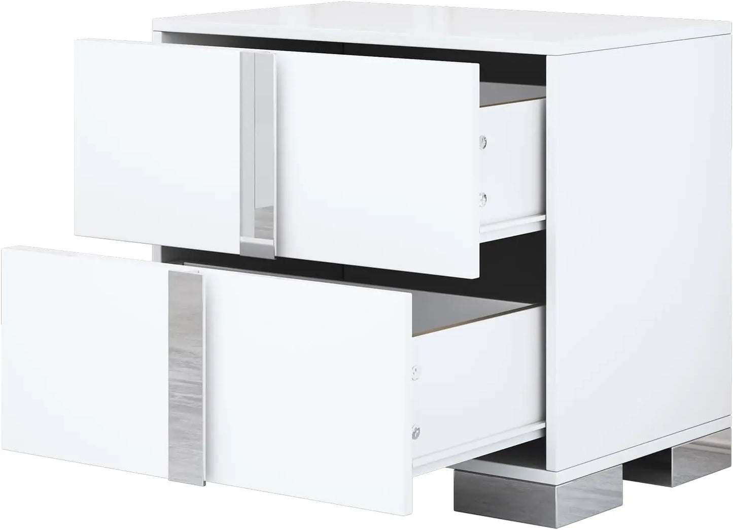 Elegant Nightstand With Metal Handle with Drawers