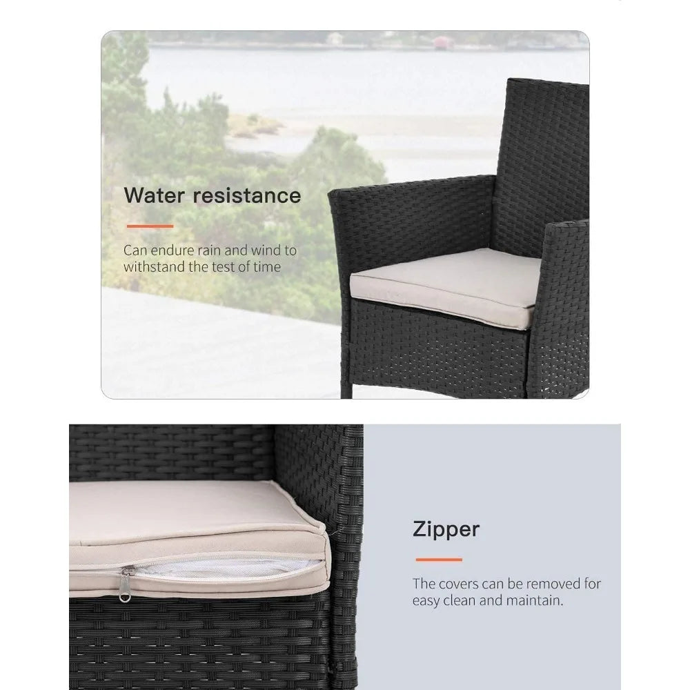 Wicker Bistro Rattan Chair Set