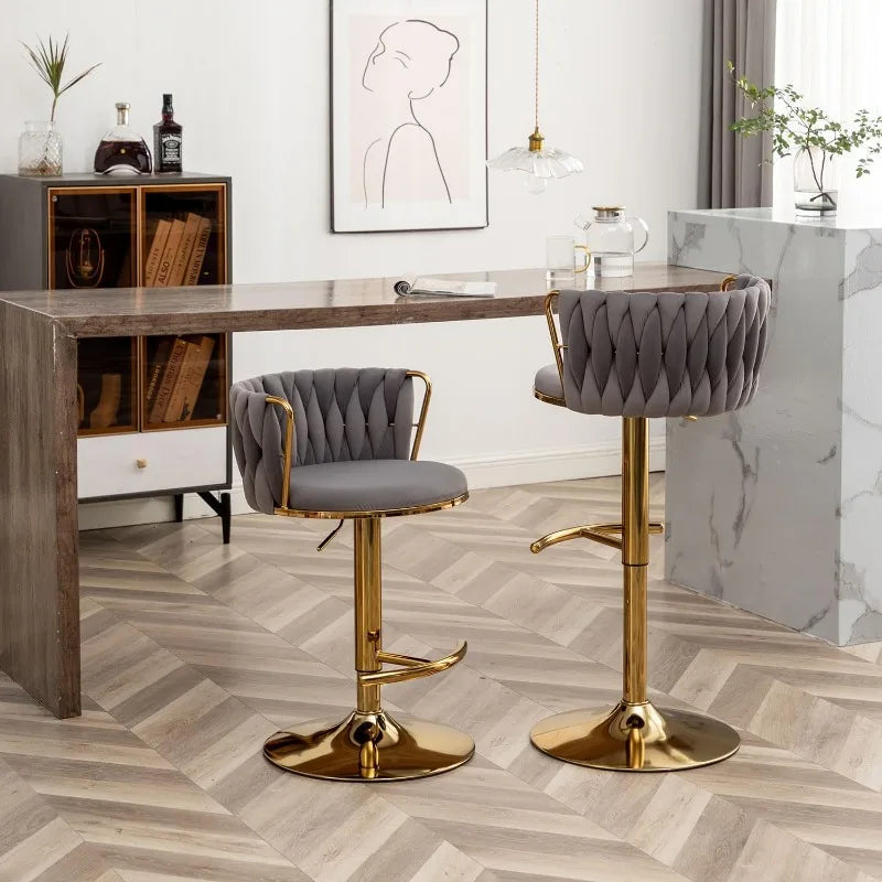Versatile Velvet Swivel Bar Stools Set