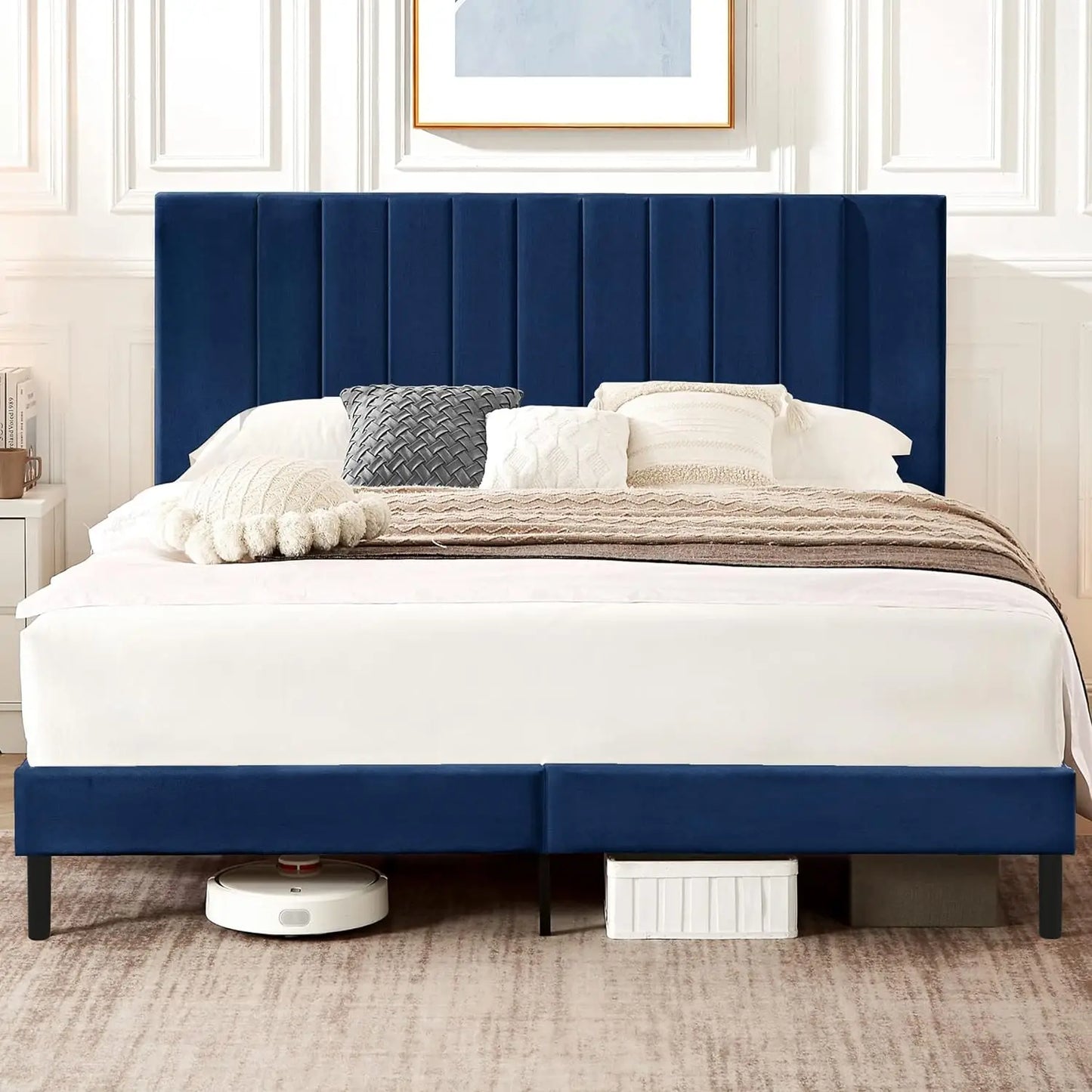 Elegant Velvet Bed Frame with Headboard