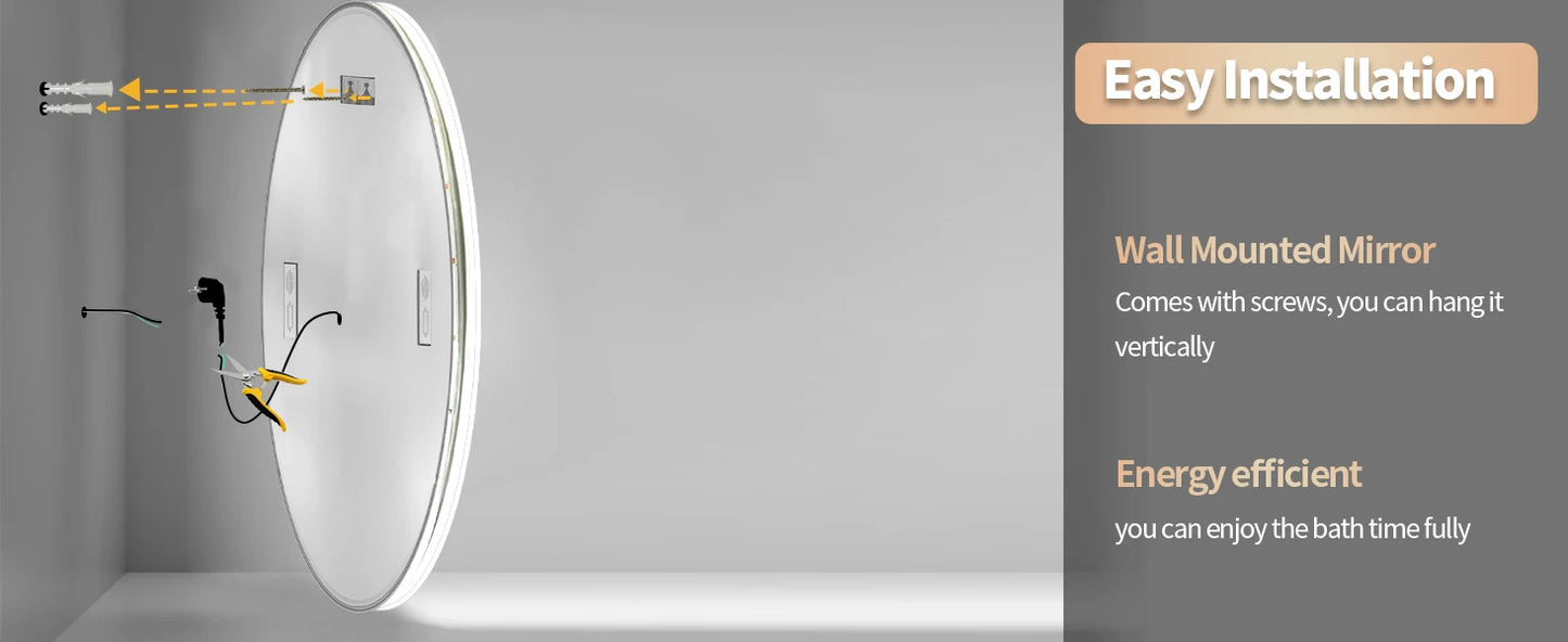 Smart LED Technology Round Mirror