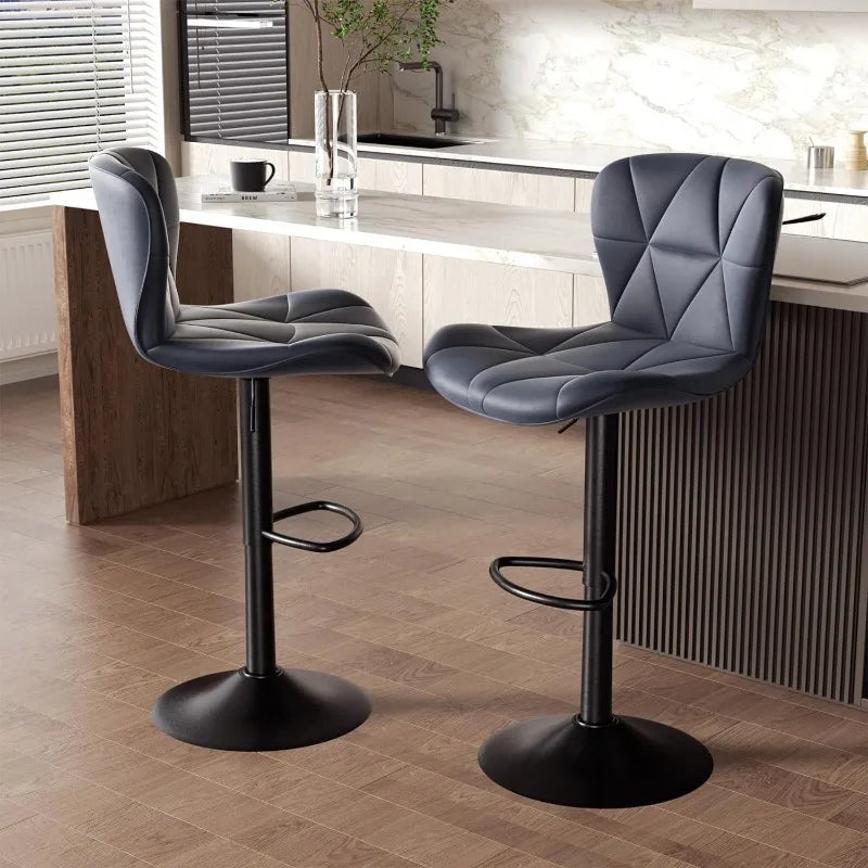 Modern Ergonomic Design Leather Swivel Bar Stools Set