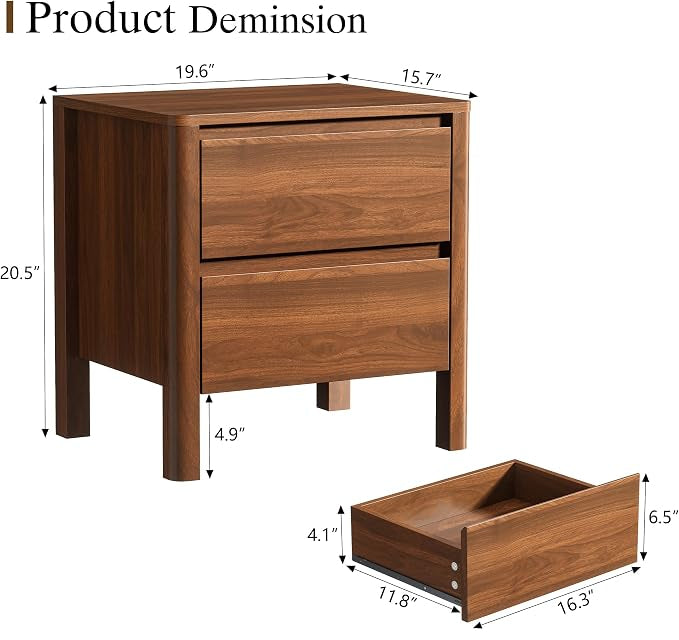 Mid-Century Walnut Nightstand Set