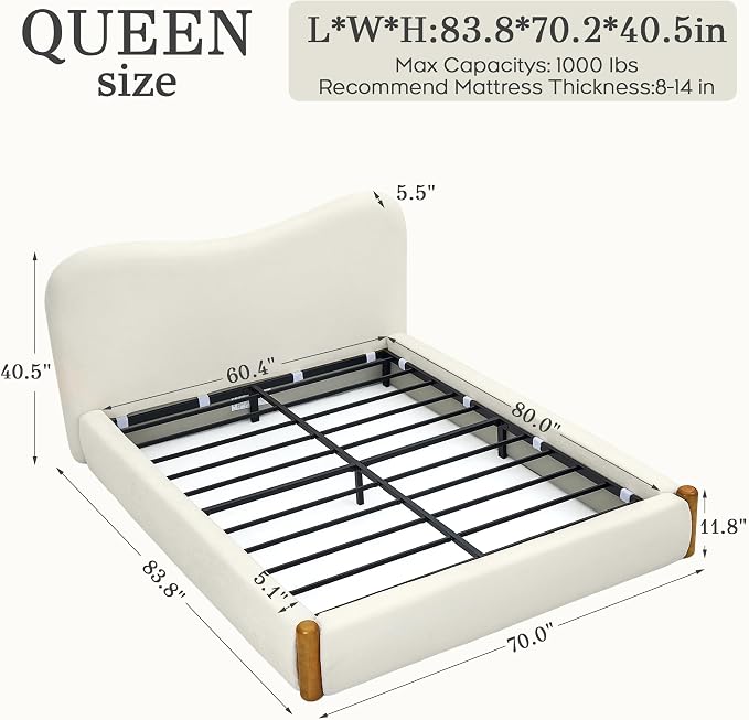 Cloud Curve Upholstered Platform Bed