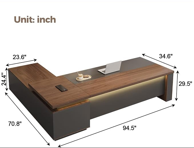 ApexGlow™ Executive L-Shaped Desk